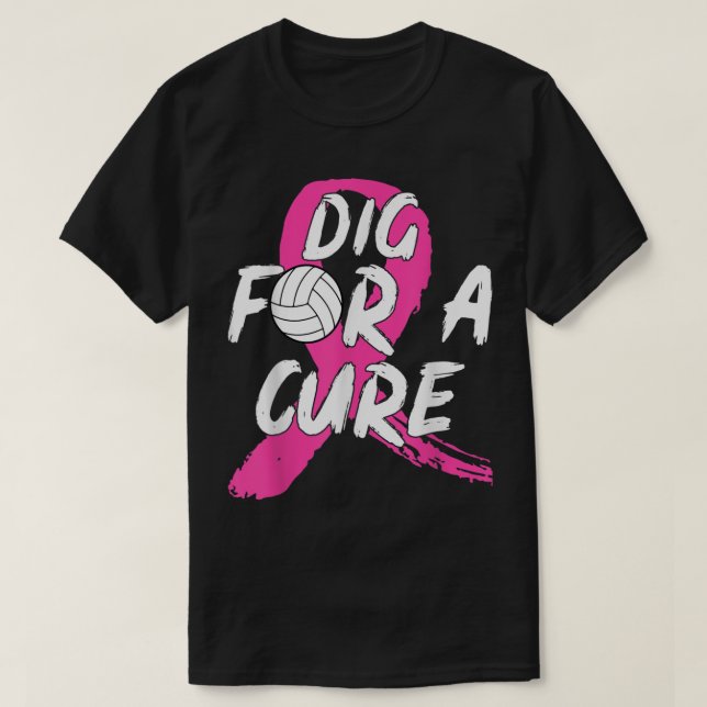 Camiseta Desenho Para Uma Consciência Do Cancer De Voleibol (Frente do Design)