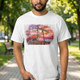Camiseta Desenho pastel da silhueta da bomba de óleo com a 
