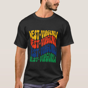 Camiseta Desenho Patriótico de Texto Ondulado da Virgínia O