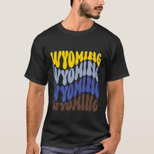 Camiseta Desenho Patriótico de Texto Ondulado de Wyoming