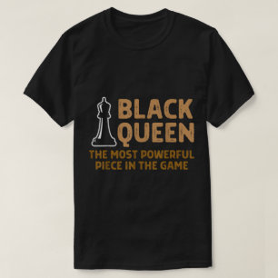 Camiseta Desenho Poderoso da Rainha Preta de Xadrez