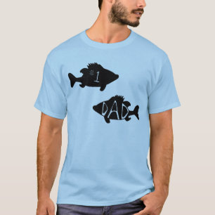 Camiseta Desenho Preto Criativo de Peixes Pais Número Um