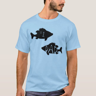 Camiseta Desenho Preto Criativo de Peixes Pais Número Um