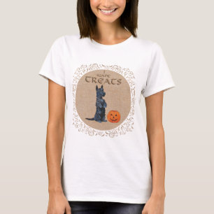 Camiseta Desenho Sazonal de Outono do Terrier Escocês