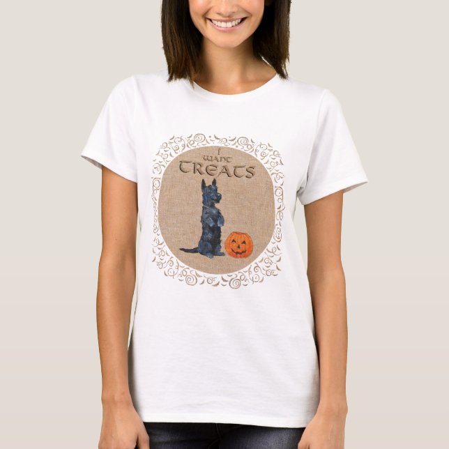 Camiseta Desenho Sazonal de Outono do Terrier Escocês (Frente)