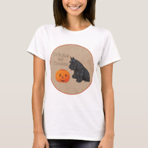 Camiseta Desenho Sazonal de Outono do Terrier Escocês