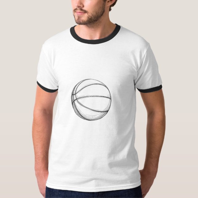 Camiseta Desenho Simples de Linha de Basquetebol Esportes  (Frente)
