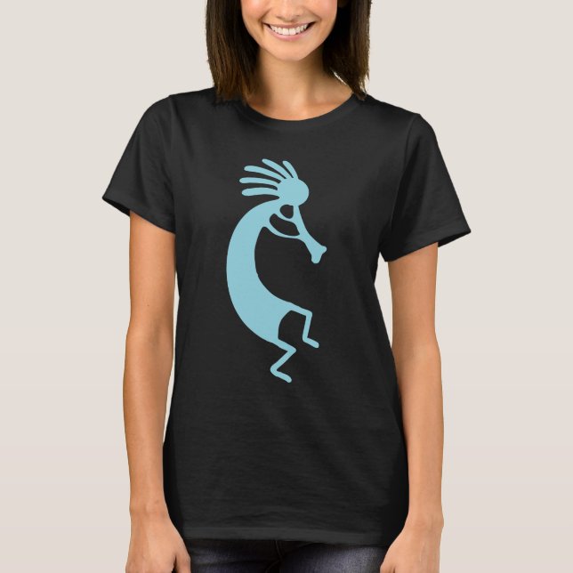 Camiseta Desenho simples do Kokopelli em azul bebê (Frente)