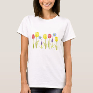 Camiseta Desenho vermelho do jardim do primavera das flores