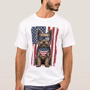 Camiseta Desenho Vetorial de Bandeira Vintage de Cachorro T