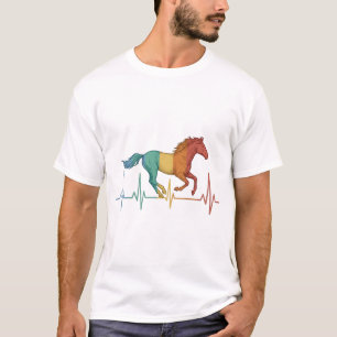Camiseta Desenho Vetorial de Batimento Cardíaco de Cavalo c