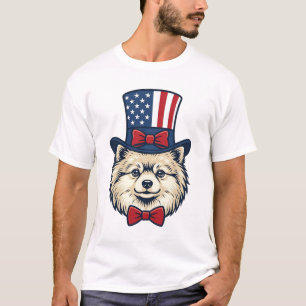 Camiseta Desenho Vetorial de Cabeça de Cachorro Patriota co