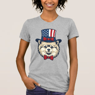 Camiseta Desenho Vetorial de Cabeça de Cachorro Patriótico