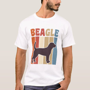 Camiseta Desenho Vetorial de Listra Retro de Cachorro Beagl
