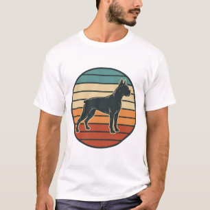 Camiseta Desenho Vetorial de Xilogravura de Cachorro Boxer