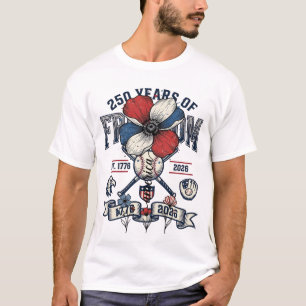 Camiseta Desenho Vetorial Floral Patriótico Vintage América