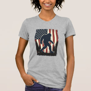 Camiseta Desenho Vetorial Floresta da Bandeira Americana Bi