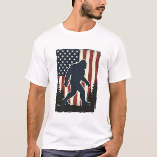Camiseta Desenho Vetorial Floresta da Bandeira Americana Bi