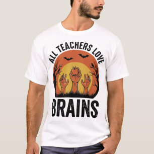 Camiseta Desenho Vetorial Vintage de Cérebros de Halloween