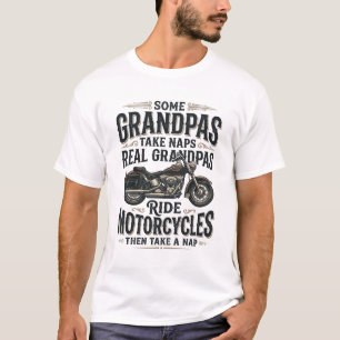 Camiseta Desenho Vetorial Vintage de Cochilo de Moto do Avô