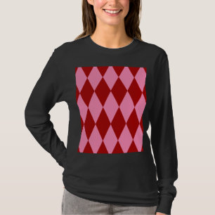 Camiseta Desenho Xadrez Arlequim Rosa Vermelho 
