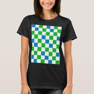 Camiseta Desenho Xadrez Azul Branco Verde