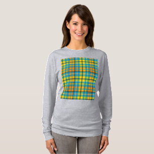 Camiseta Desenho Xadrez Escocês de Listras Azul Amarelo Lar