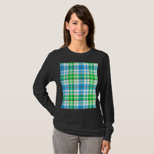 Camiseta Desenho Xadrez Tartan Azul Branco Verde