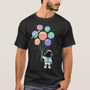 Camiseta Desenhos Animados Astronauta Com Balões de Planeta