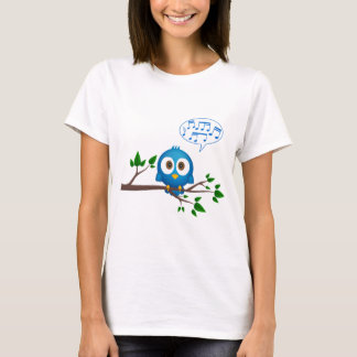 Camiseta Desenhos animados azuis bonitos do pássaro do