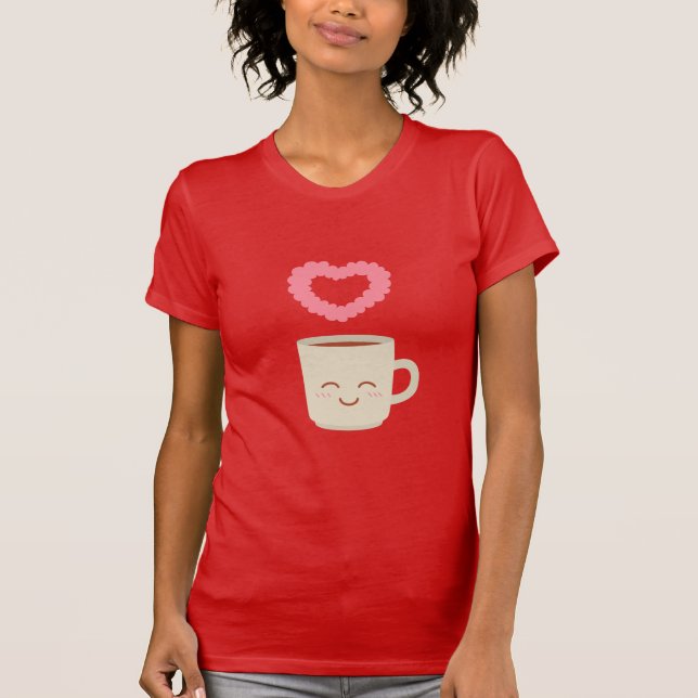 Camiseta Desenhos animados bonitos da caneca de café, (Frente)