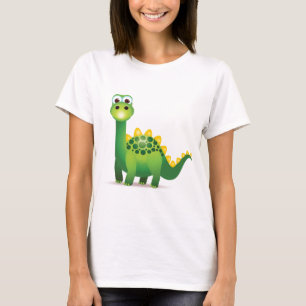 Camiseta Desenhos animados bonitos do dinossauro verde