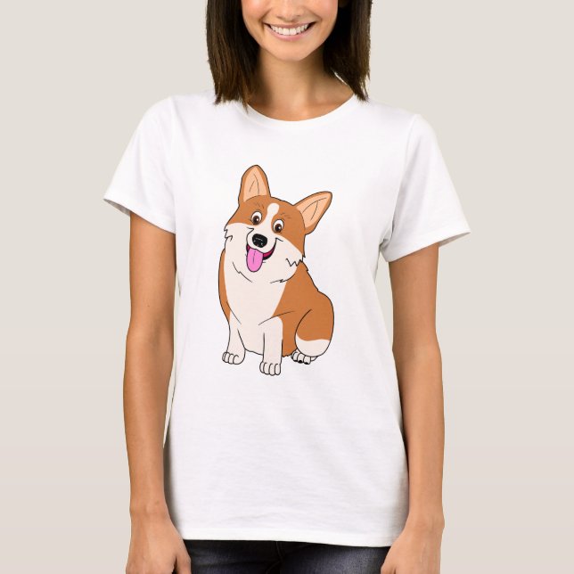 Camiseta Desenhos animados carnudos do Corgi de Galês (Frente)