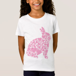 Camiseta Desenhos animados cor-de-rosa bonitos dos coraçõ