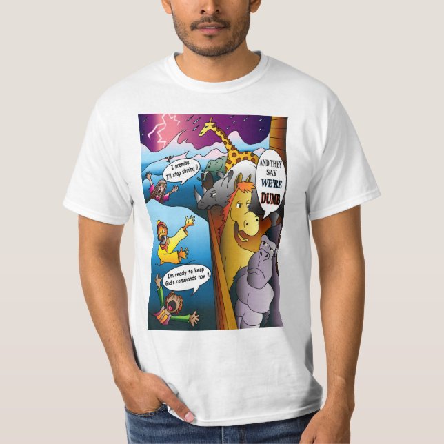 Camiseta Desenhos animados da arca de Noah (Frente)