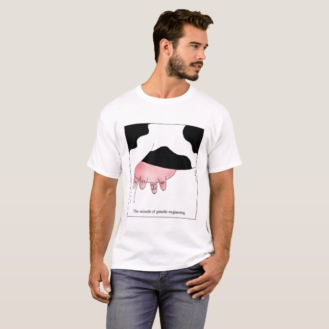 Camiseta Desenhos animados da teta de GMO da vaca da (Frente Completa)