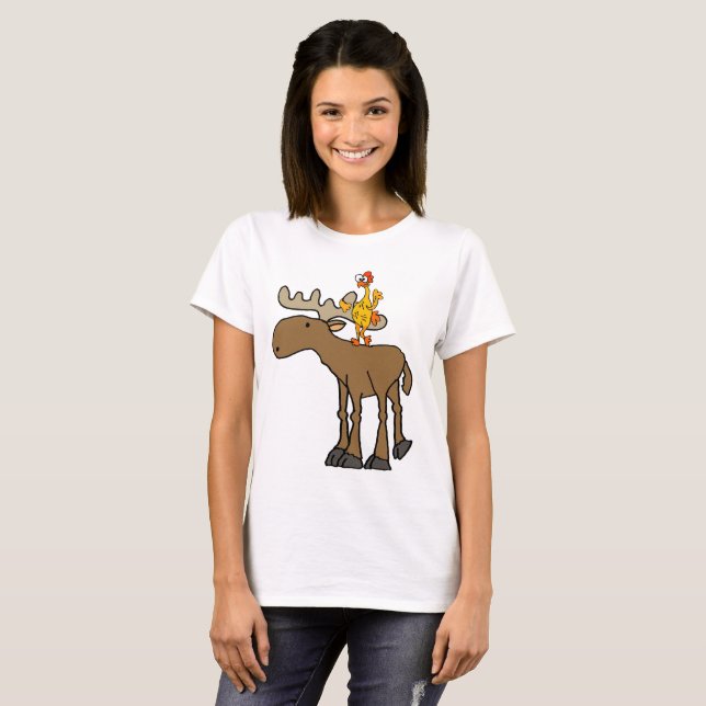 Camiseta Desenhos animados de borracha engraçados dos alces (Frente Completa)