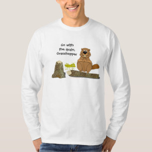Camiseta Desenhos animados de giro de madeira engraçados d