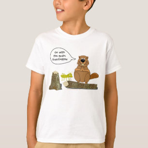 Camiseta Desenhos animados de giro de madeira engraçados d