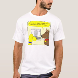Camiseta desenhos animados do cão dos trabalhos de casa da