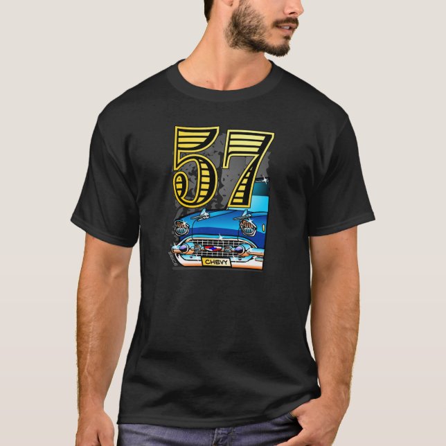 Camiseta Desenhos animados do carro de 57 Chevy (Frente)
