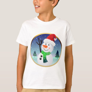 Camiseta Desenhos animados do papai noel do boneco de neve
