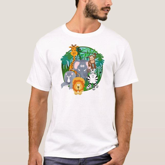 Camiseta Desenhos animados dos animais do safari (Frente)