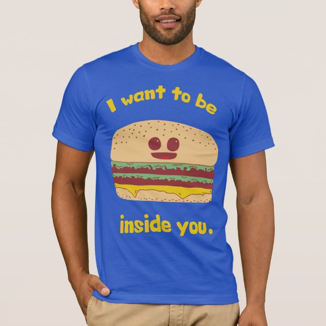 Camiseta Desenhos animados engraçados do Hamburger - eu (Frente)