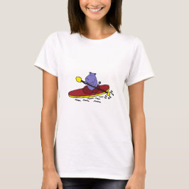 Camiseta Desenhos animados Kayaking do hipopótamo engraçado
