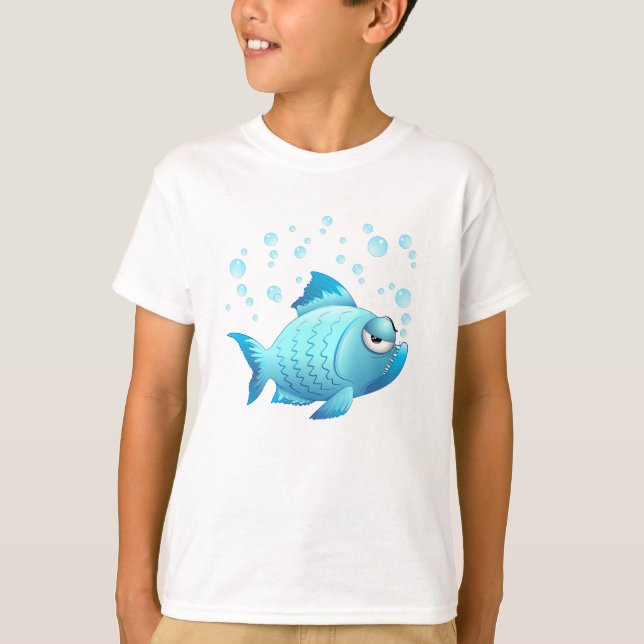 Camiseta Desenhos animados mal-humorados dos peixes (Frente)