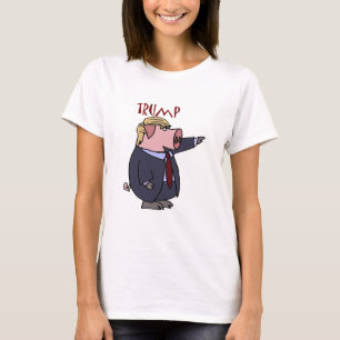 Camiseta Desenhos animados políticos do porco engraçado d