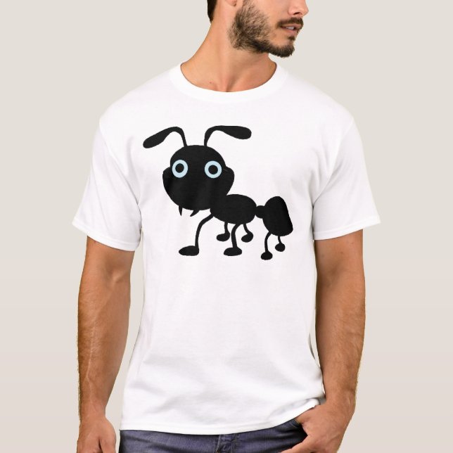 Camiseta Desenhos animados pretos da formiga (Frente)