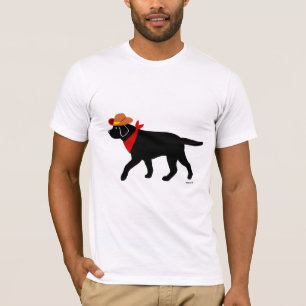 Camiseta Desenhos animados pretos do vaqueiro de Labrador
