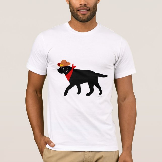 Camiseta Desenhos animados pretos do vaqueiro de Labrador (Frente)